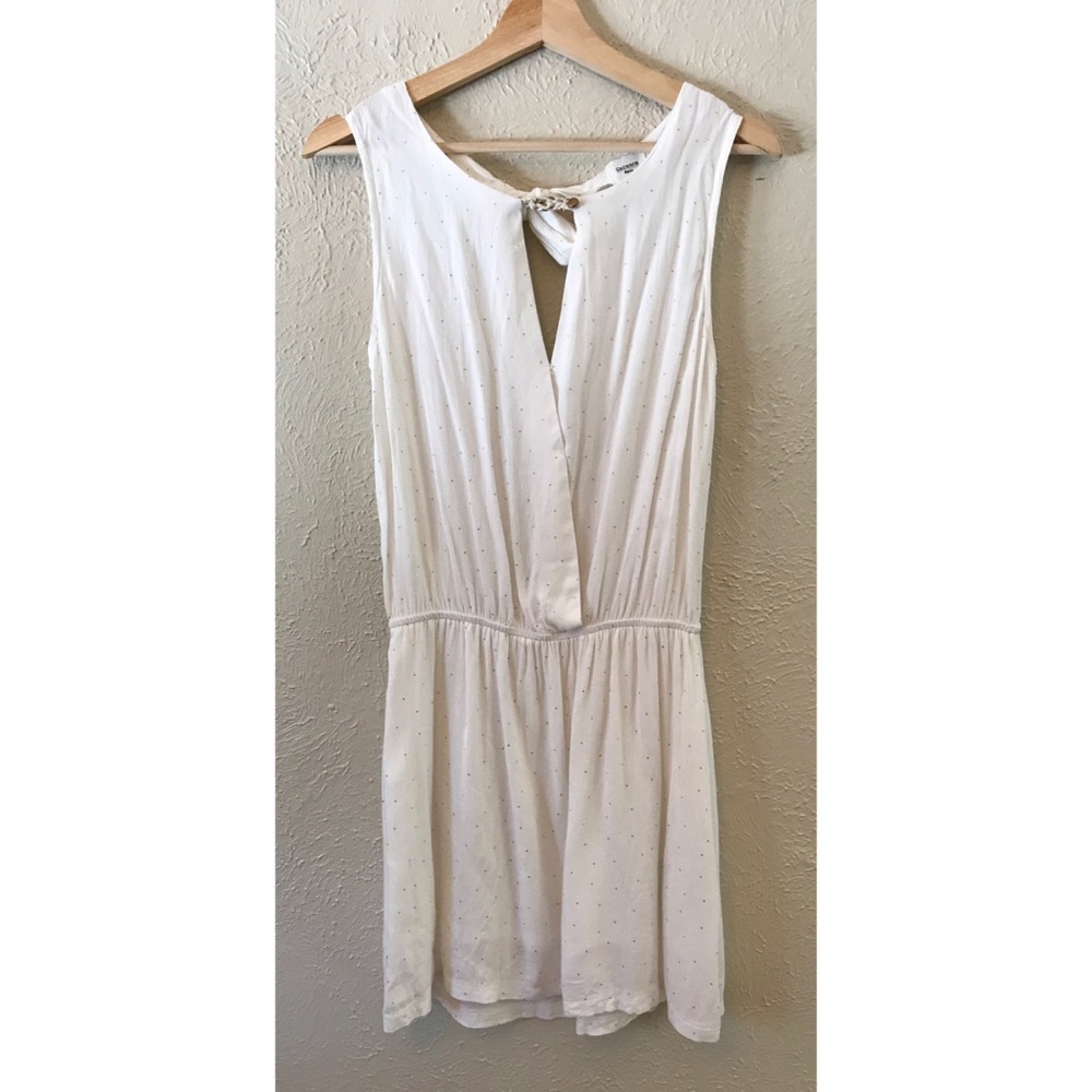 Garance Paris White Gold Cotton Faux Wrap Dress
